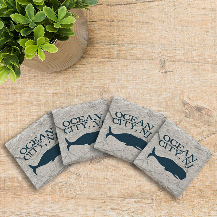 Customizable Navy Blue Whale | Drink Coaster