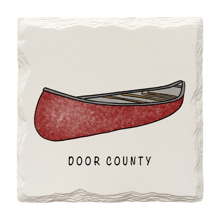 Customizable Red Canoe Doodle | Drink Coaster