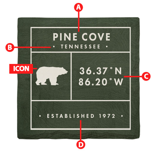 Customizable Lodge Green 'Fun Facts' Drink Coaster | Icon choice