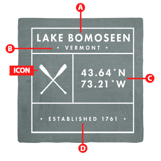 Customizable Lodge Blue 'Fun Facts' Drink Coaster | Icon choice