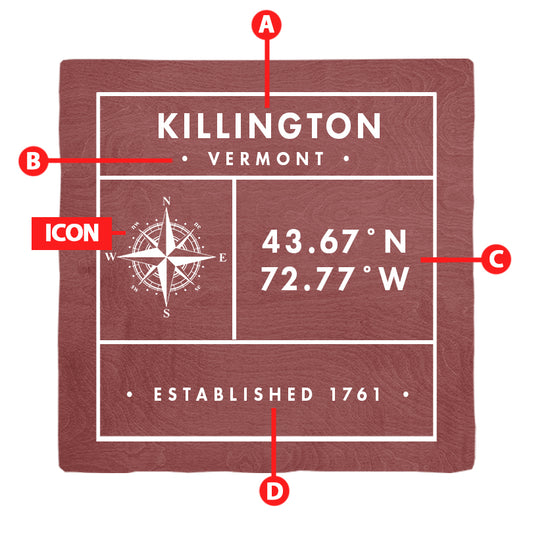 Customizable Lodge Red 'Fun Facts' Drink Coaster | Icon choice