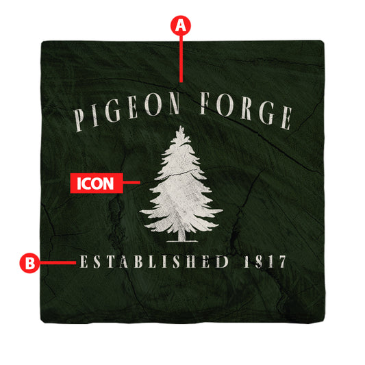 Customizable Lodge Green | White Icons | Drink Coaster