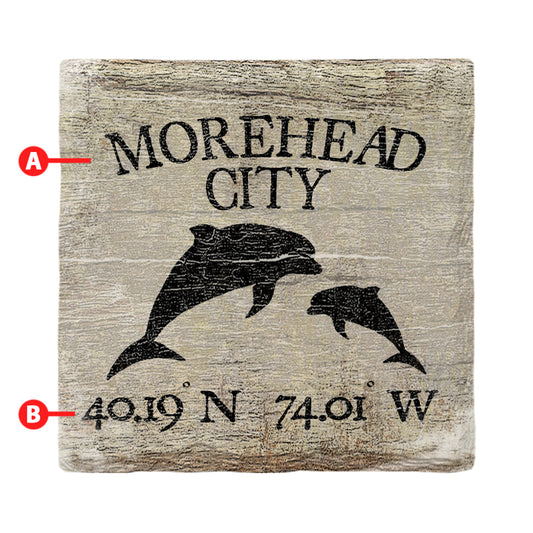 Customizable Rustic Dolphins | Drink Coaster