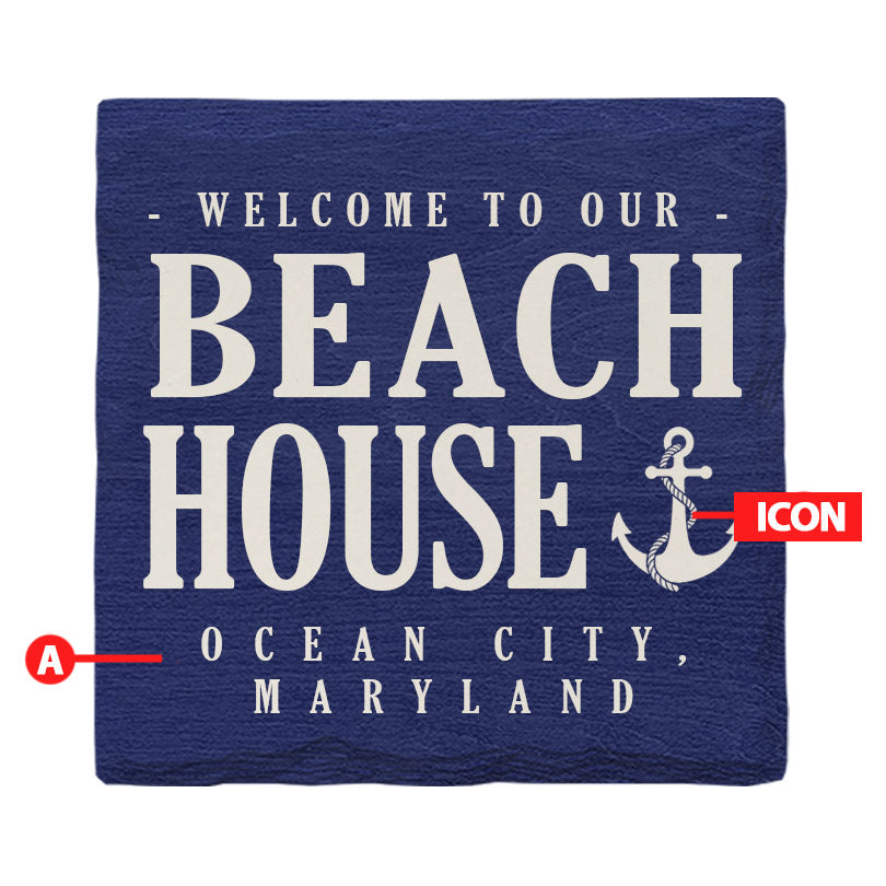 Customizable Navy Beach House | Drink Coaster
