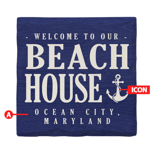 Customizable Navy Beach House | Drink Coaster