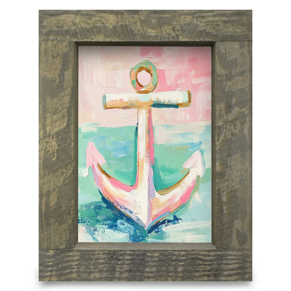Cute Coastal Anchor | Real Wood Framed Wall Art Print
