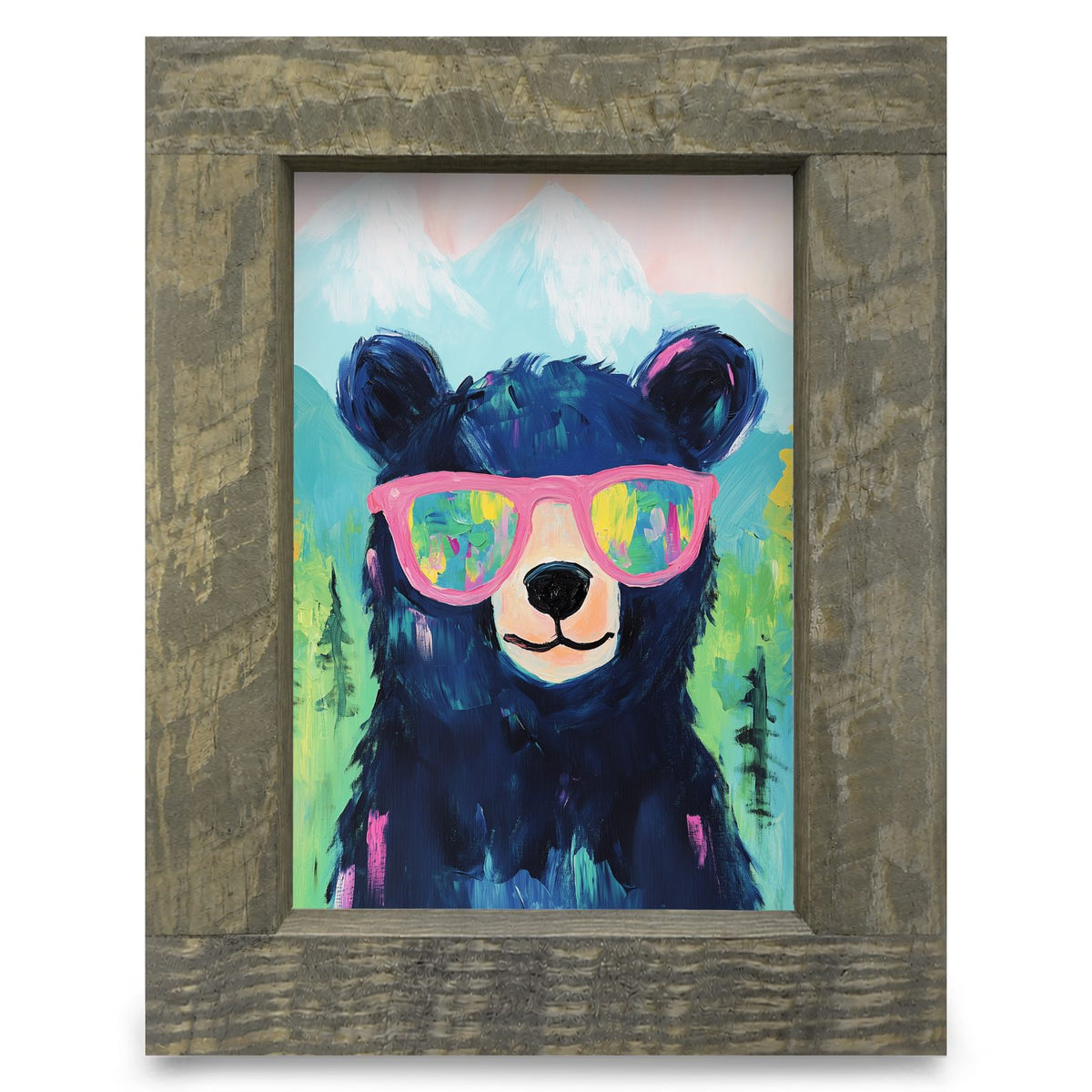 Hey Dude Black Bear | Real Wood Framed Wall Art Print