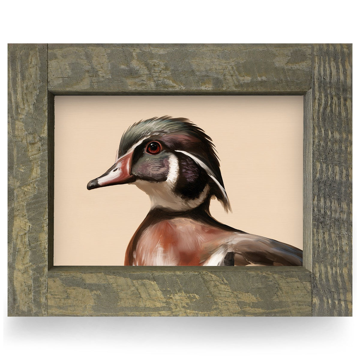 Wood Duck Portrait | Real Wood Framed Wall Art Print
