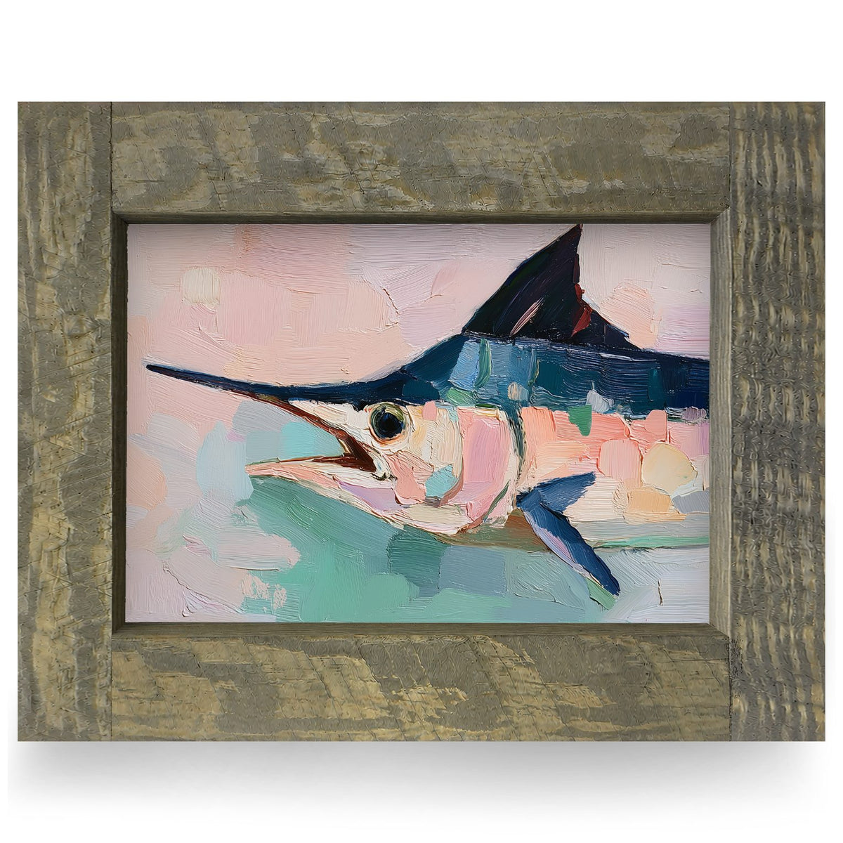 Painterly Marlin Profile | Real Wood Framed Wall Art Print