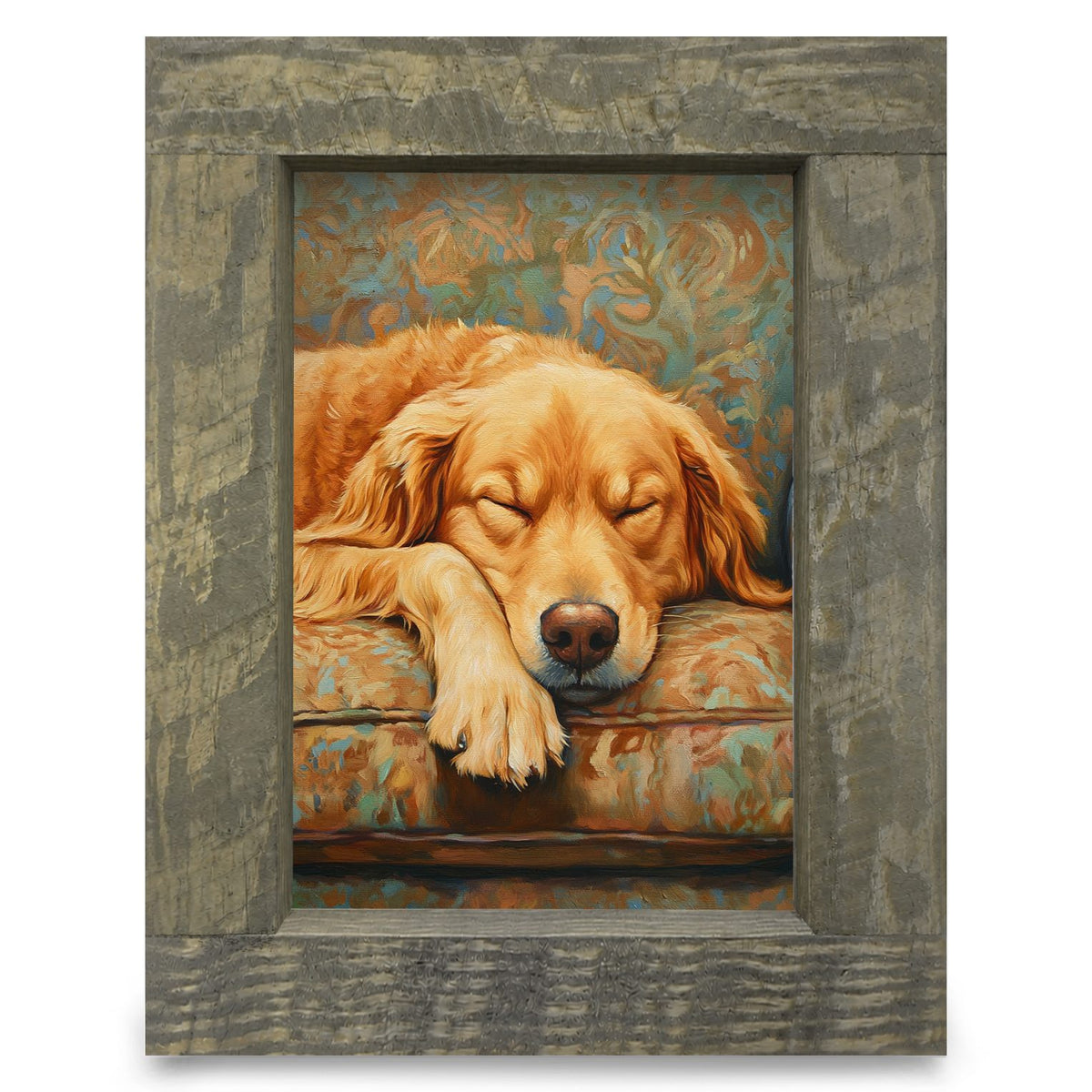 Golden Retriever Dreams | Real Wood Framed Wall Art Print