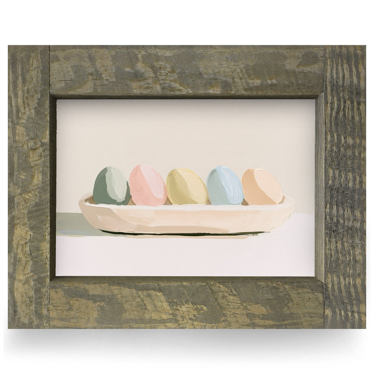 Easter Eggs in Wooden Bowl | Real Wood Framed Wall Art Print