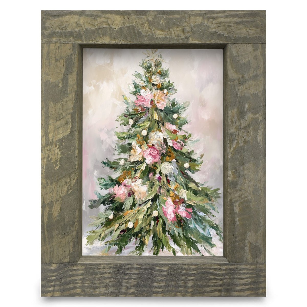 Impasto Christmas Tree | Real Wood Framed Wall Art Print