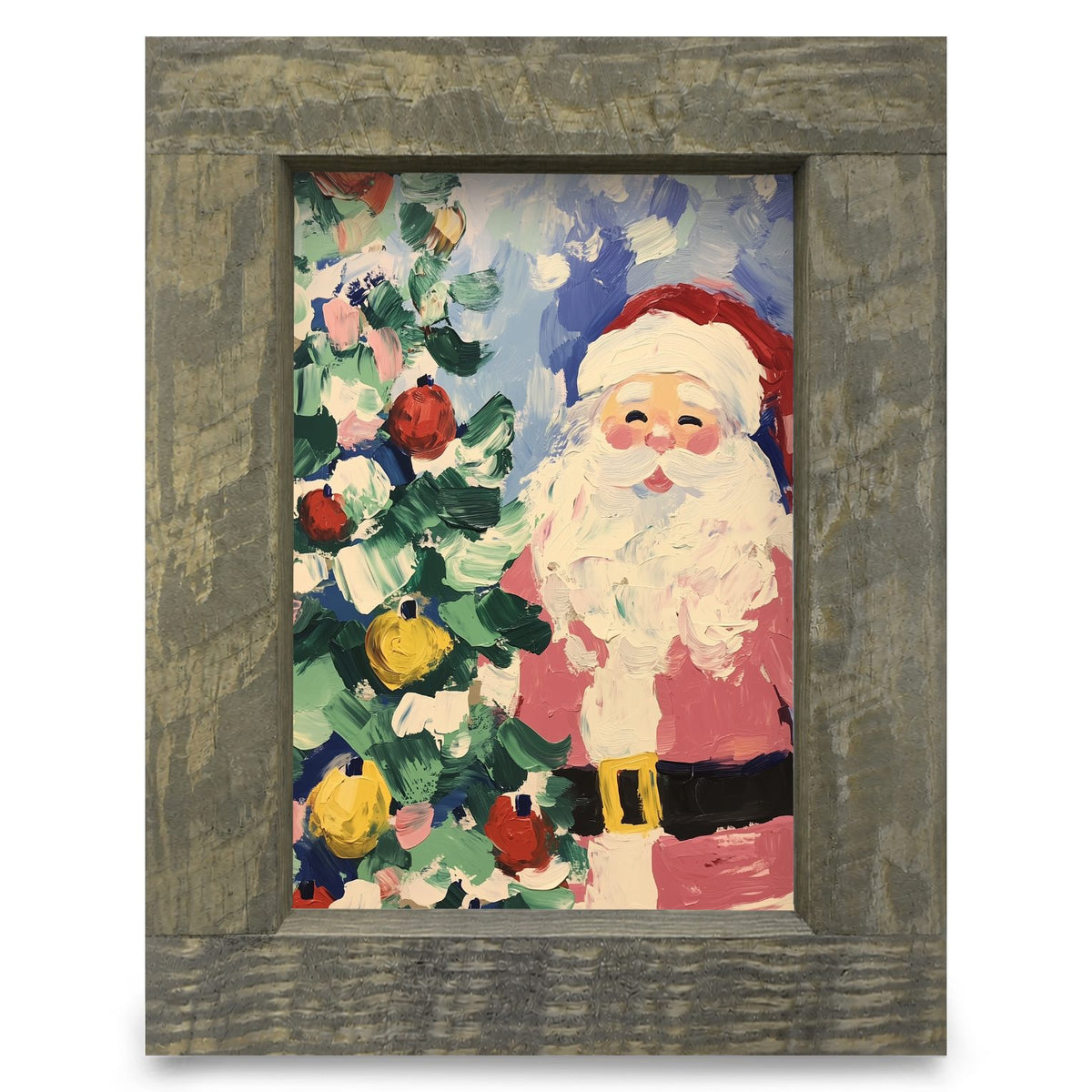 Jolly Ole Santa | Real Wood Framed Wall Art Print