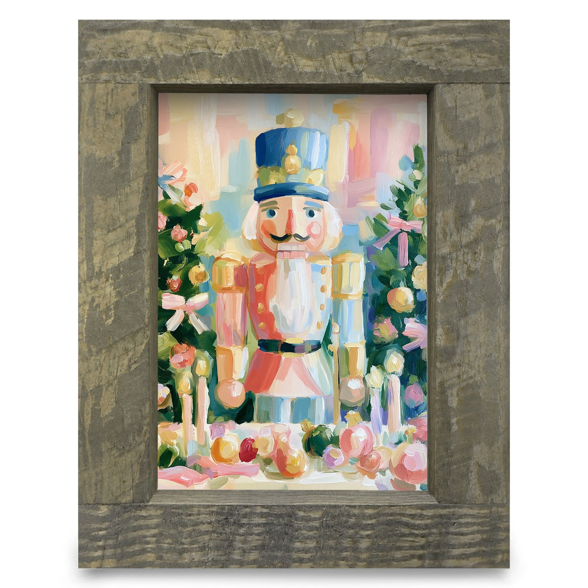Pastel Nutcracker Christmas | Real Wood Framed Wall Art Print