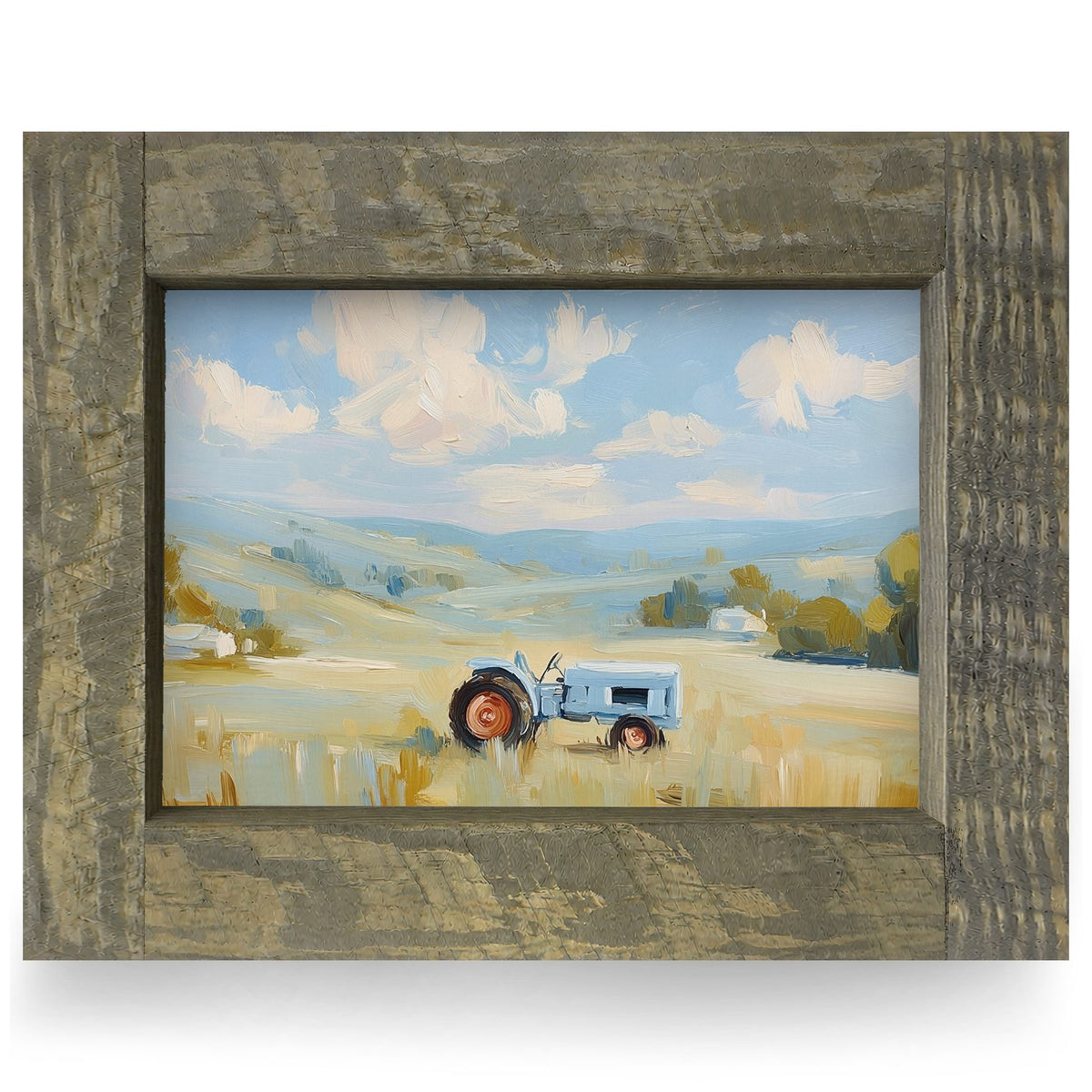 Scenic Countryside Tractor | Real Wood Framed Wall Art Print