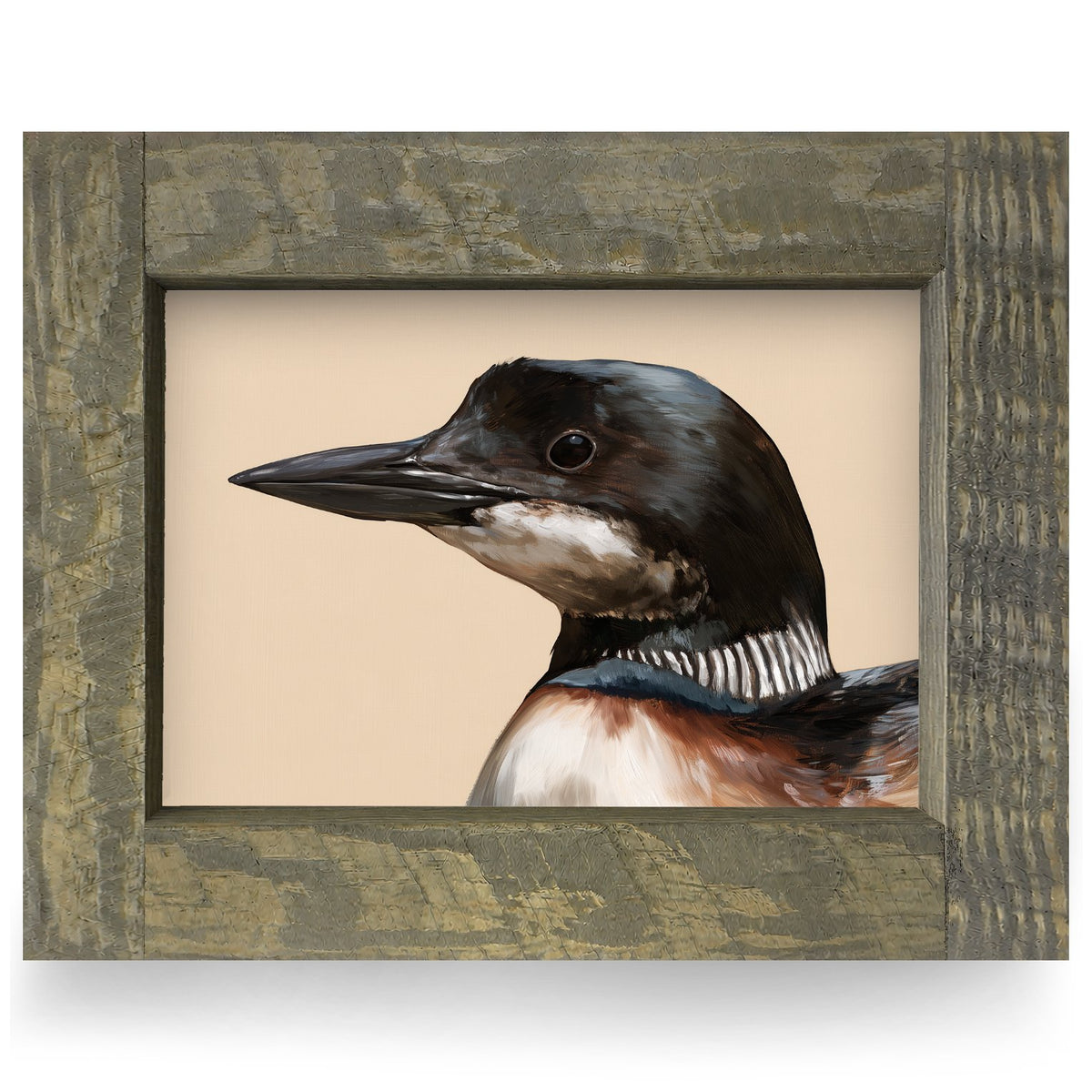 Common Loon Portrait | Real Wood Framed Wall Art Print