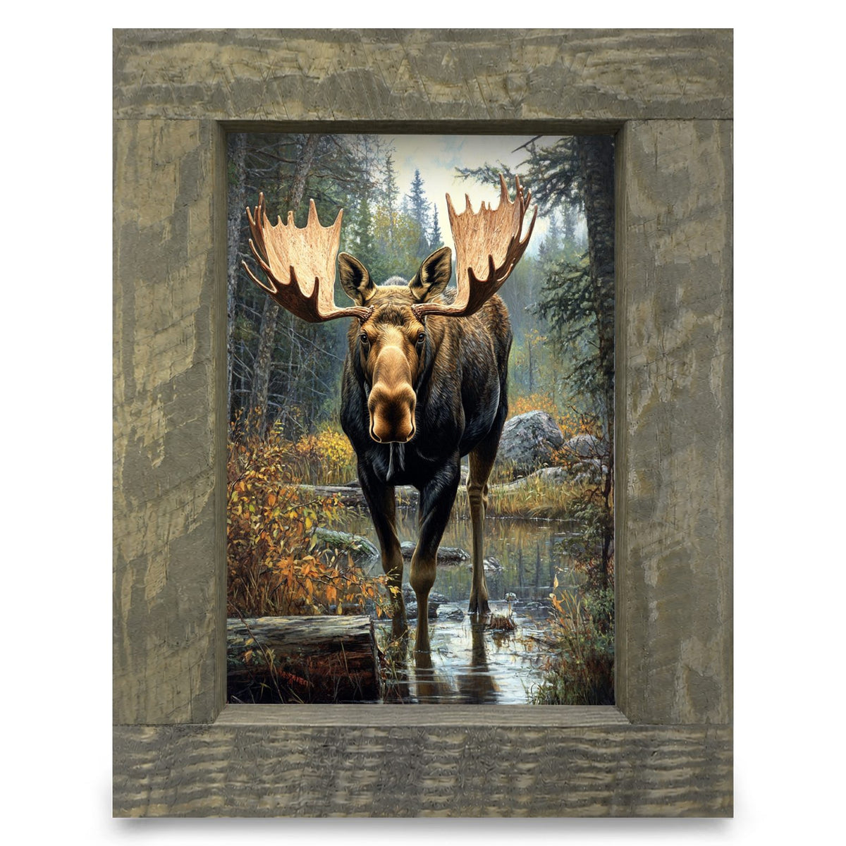 Creekside Moose | Real Wood Framed Wall Art Print