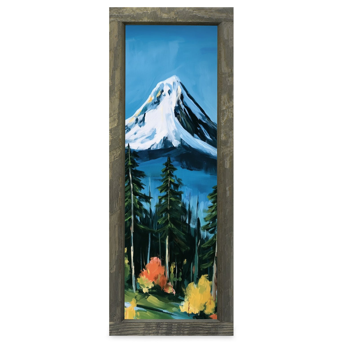 Autumn Mountain Evening | Real Wood Framed Wall Art Print | Skinny