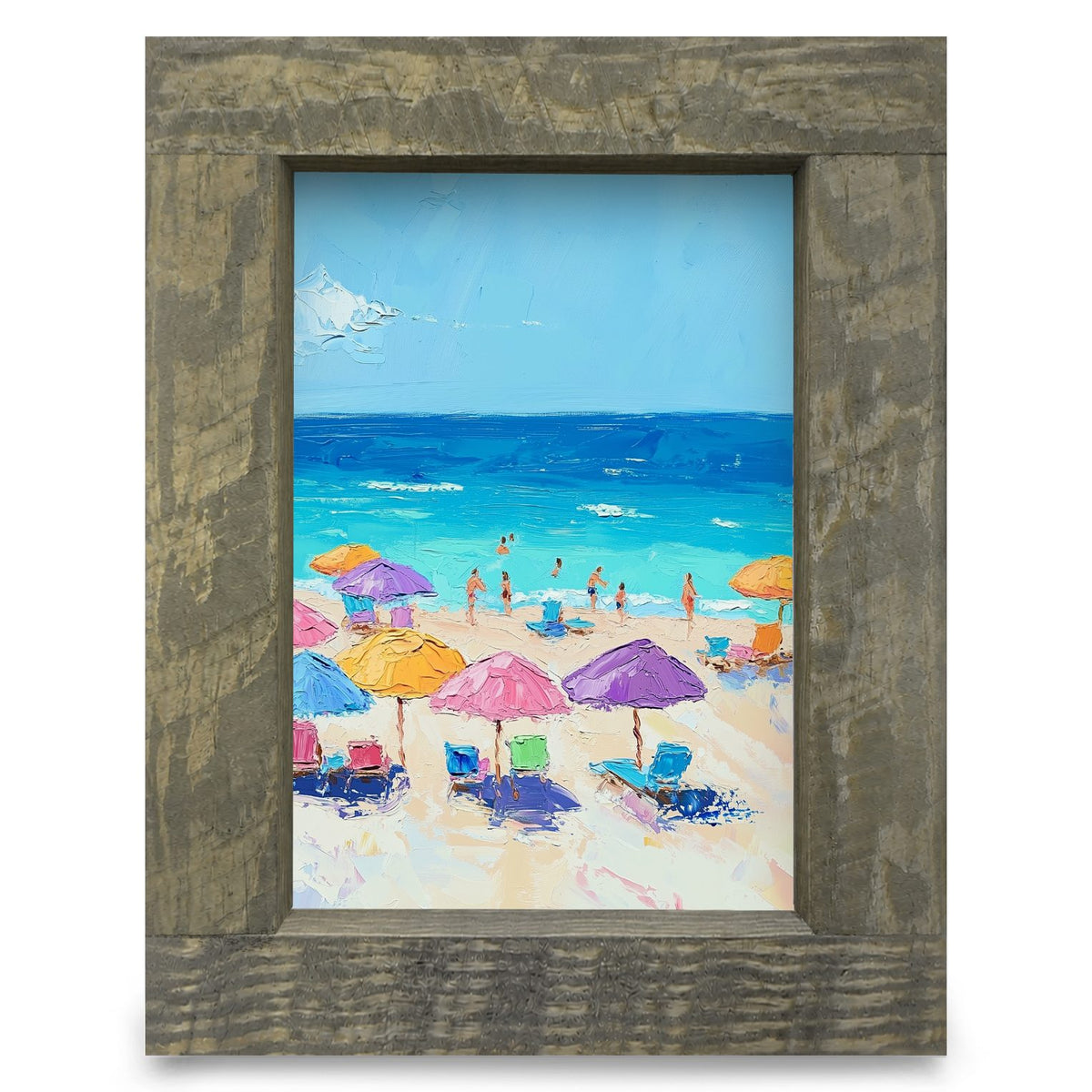 Blue Sky Beach | Real Wood Framed Wall Art Print