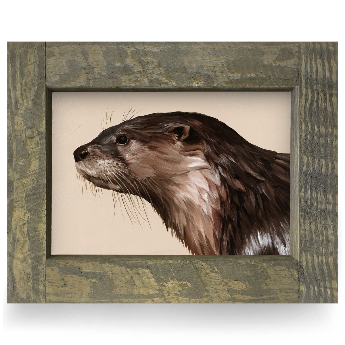 River Otter Portrait | Real Wood Framed Wall Art Print