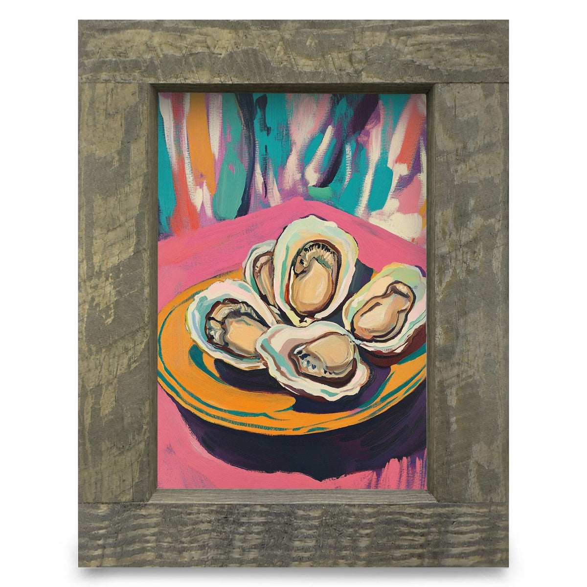 Oyster Snack | Real Wood Framed Wall Art Print