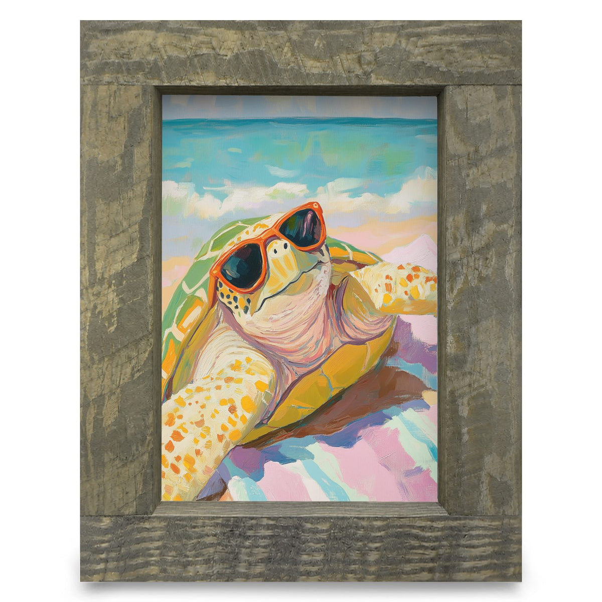Hey Dude Sea Turtle | Real Wood Framed Wall Art Print