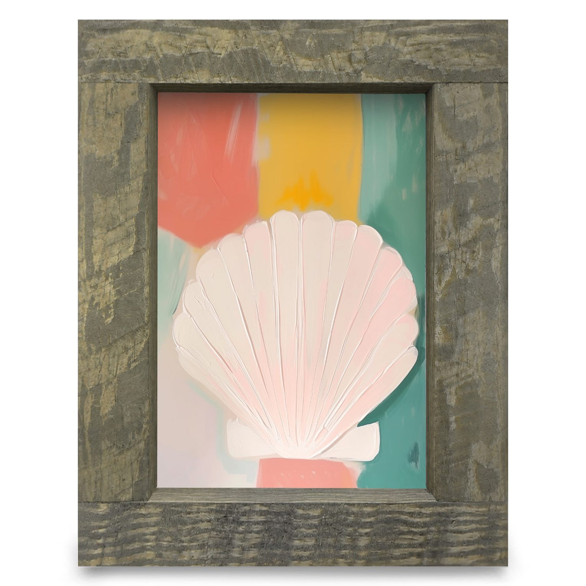 Colorful Scallop Shell | Real Wood Framed Wall Art Print