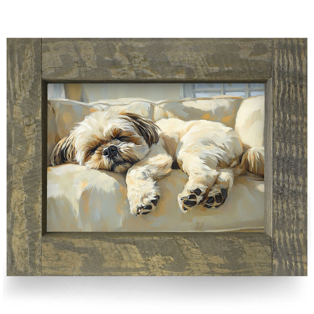Sleepy Shih Tzu | Real Wood Framed Wall Art Print