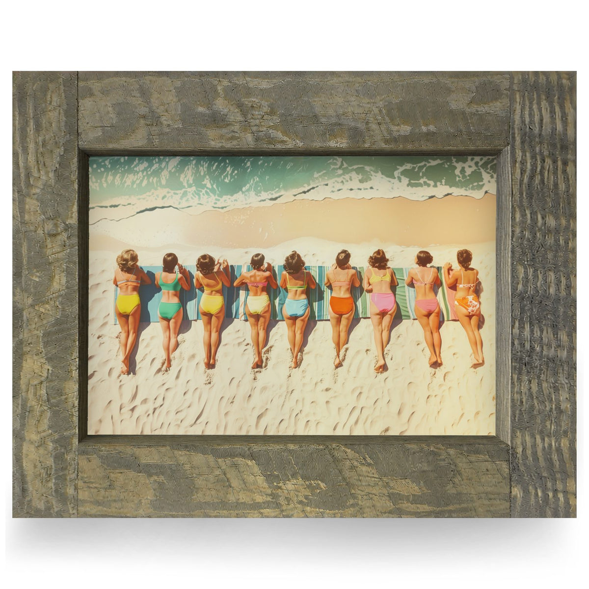 Vintage Beach Bums | Real Wood Framed Wall Art Print