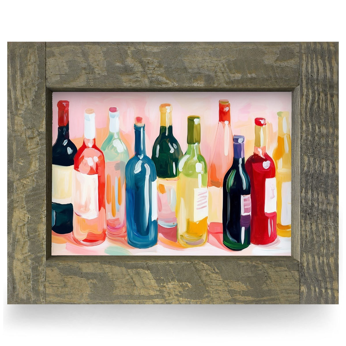 Wine Collection | Real Wood Framed Wall Art Print | Horizontal