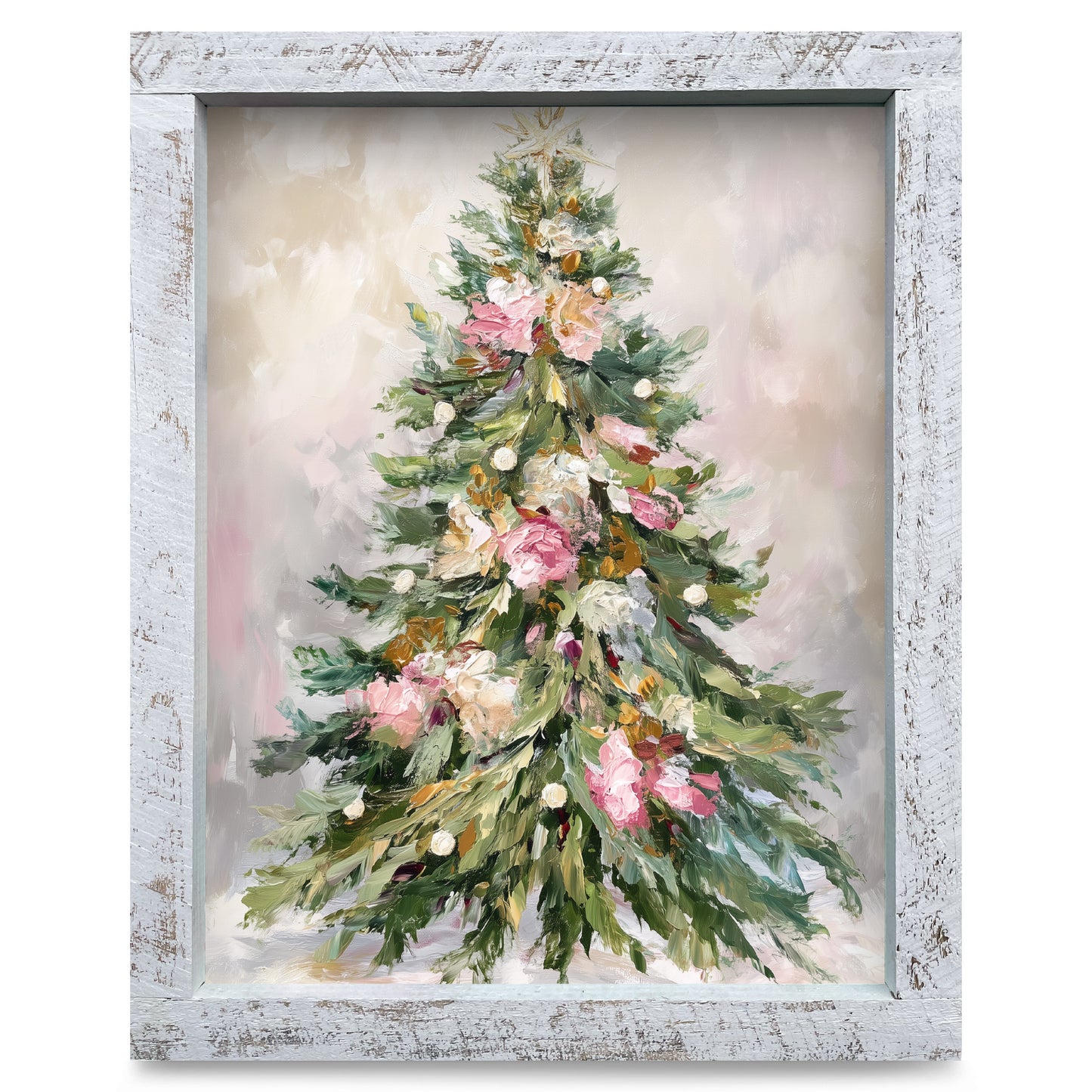 Impasto Christmas Tree | Real Wood Framed Wall Art Print