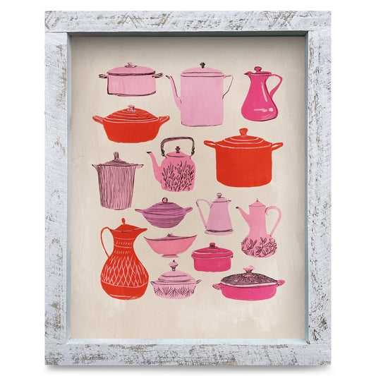 Pretty Little Pots | Real Wood Framed Wall Art Print