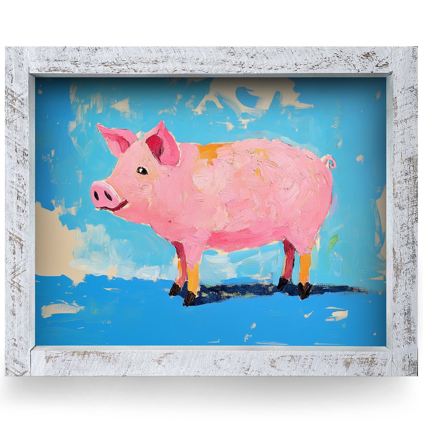 Cute Pig | Real Wood Framed Wall Art Print