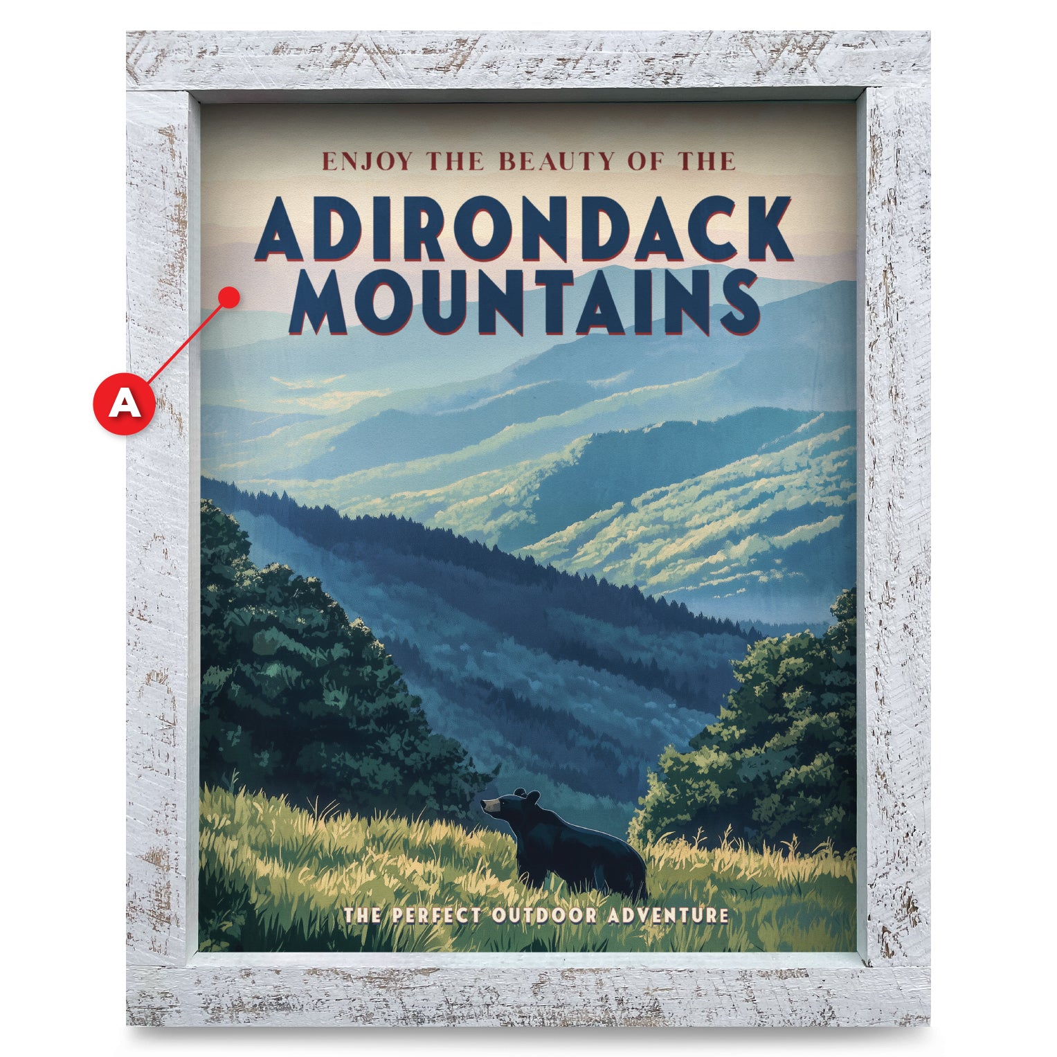 Customizable Vintage Mountain Wilderness Poster | Real Wood Framed