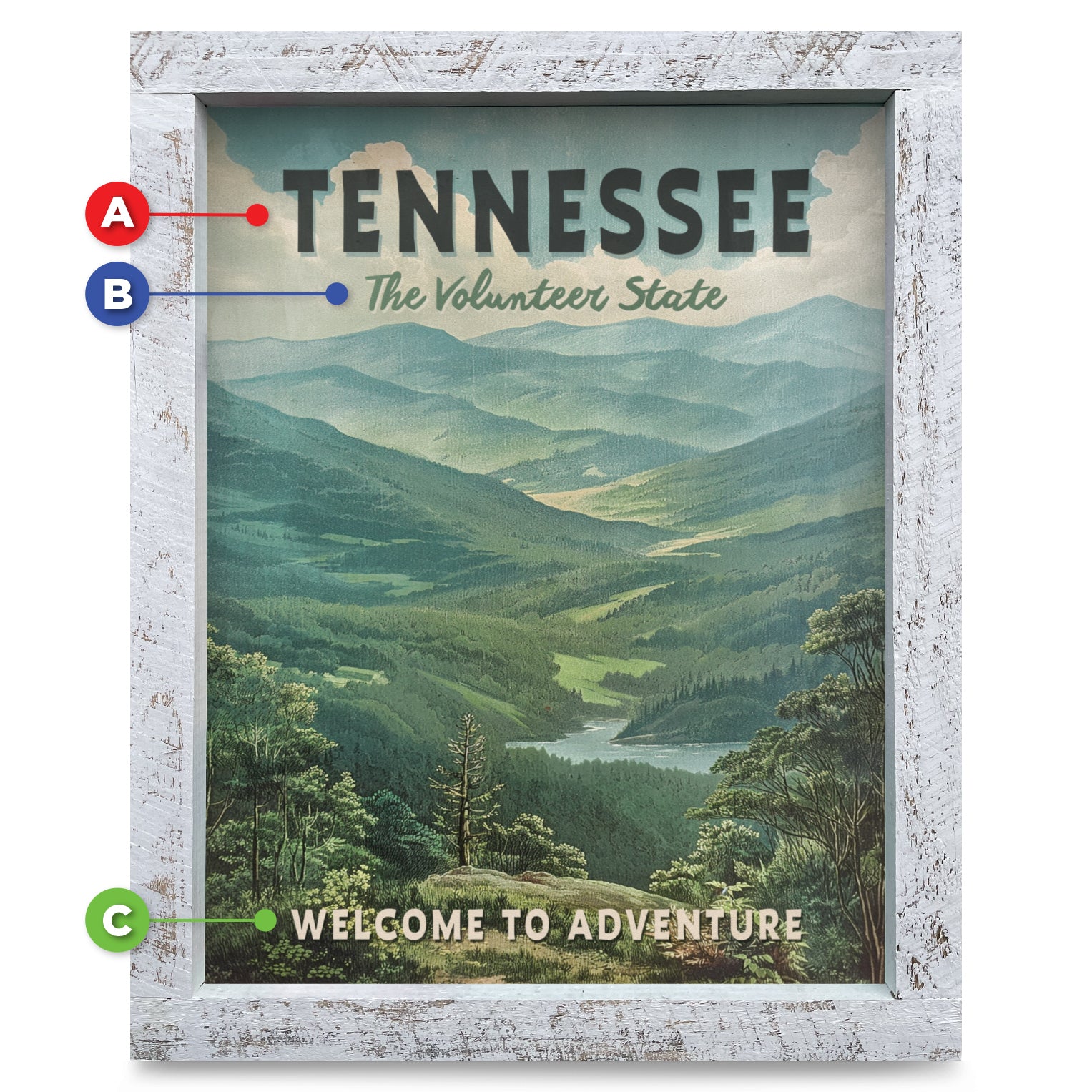 Customizable Vintage Mountain Adventure Poster | Real Wood Framed