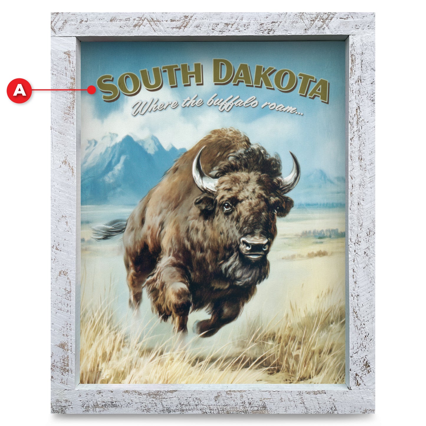 Customizable Buffalo Run Vintage Poster | Real Wood Framed Wall Art Print