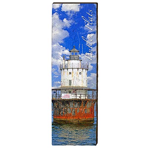 Butler Flats Lighthouse, Massachusetts Wooden Sign | Wall Art Print on Real Wood