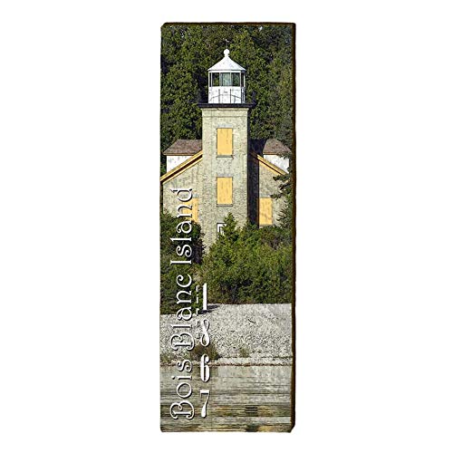 Bois Blanc Island Lighthouse, Michigan Wooden Sign | Wall Art Print on Real Wood
