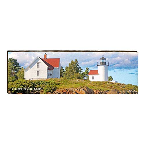 Curtis Island Lighthouse, Camden, Maine Wooden Sign | Wall Art Print on Real Wood