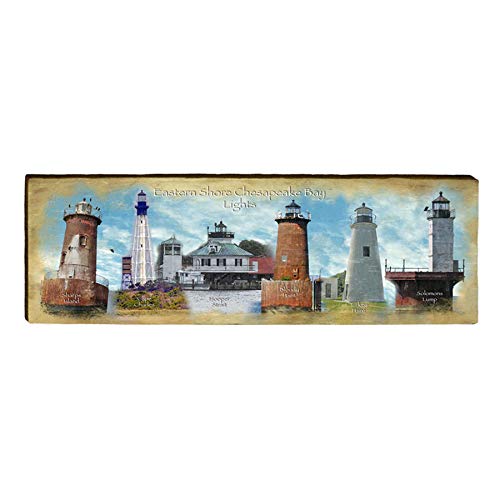 Chesapeake Bay Lighthouses Wooden Sign | Wall Art Print on Real Wood