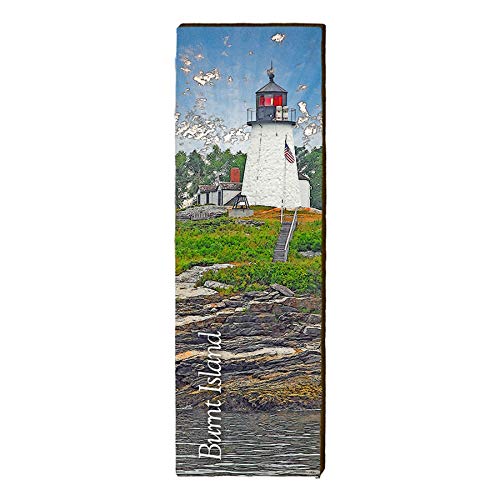 Burnt Island Lighthouse, Maine Wooden Sign | Wall Art Print on Real Wood