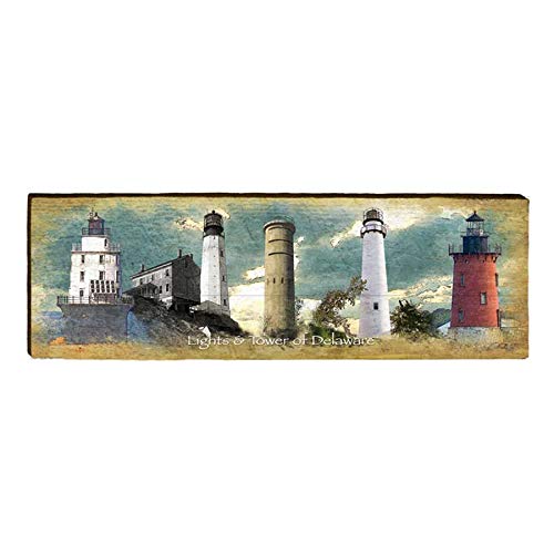 Delaware Lighthouses Home Decor Art Print on Real Wood