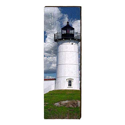 Cape Neddick, Maine Lighthouse Wooden Sign | Wall Art Print on Real Wood