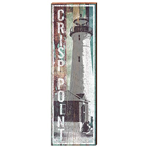Crisp Point Lighthouse, Michigan Wooden Sign | Wall Art Print on Real Wood