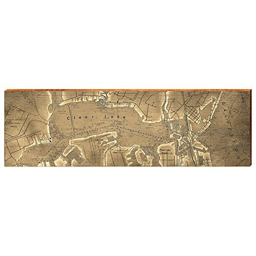 Clear Lake, Texas Map Wooden Sign | Wall Art Print on Real Wood