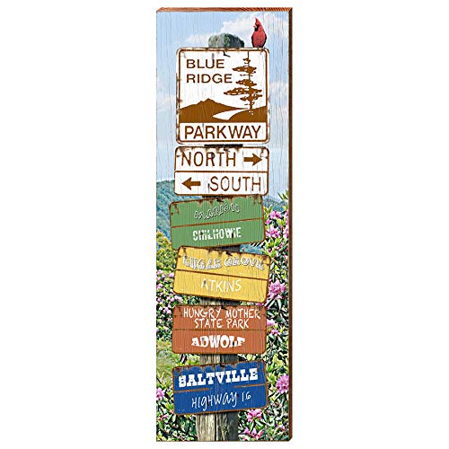 Blue Ridge Parkway, Virginia Wooden Sign | Wall Art Print on Real Wood