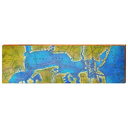 Clear Lake, Texas Map Wooden Sign | Wall Art Print on Real Wood