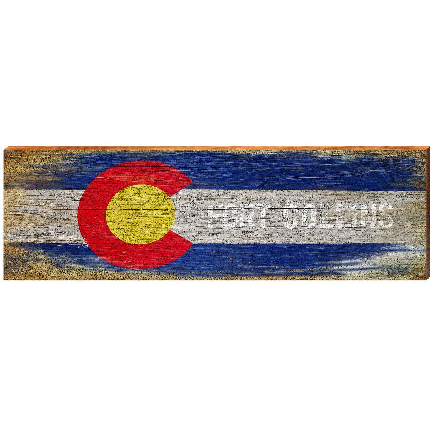Fort Collins Colorado Flag | Wall Art Print on Real Wood