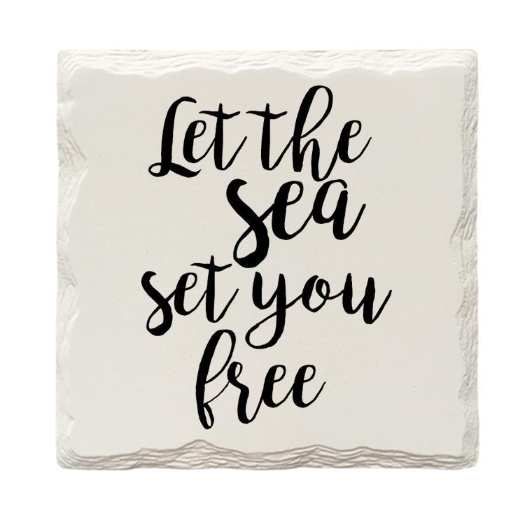 Let the Sea You Free | Drink Coaster with Cork Backing
