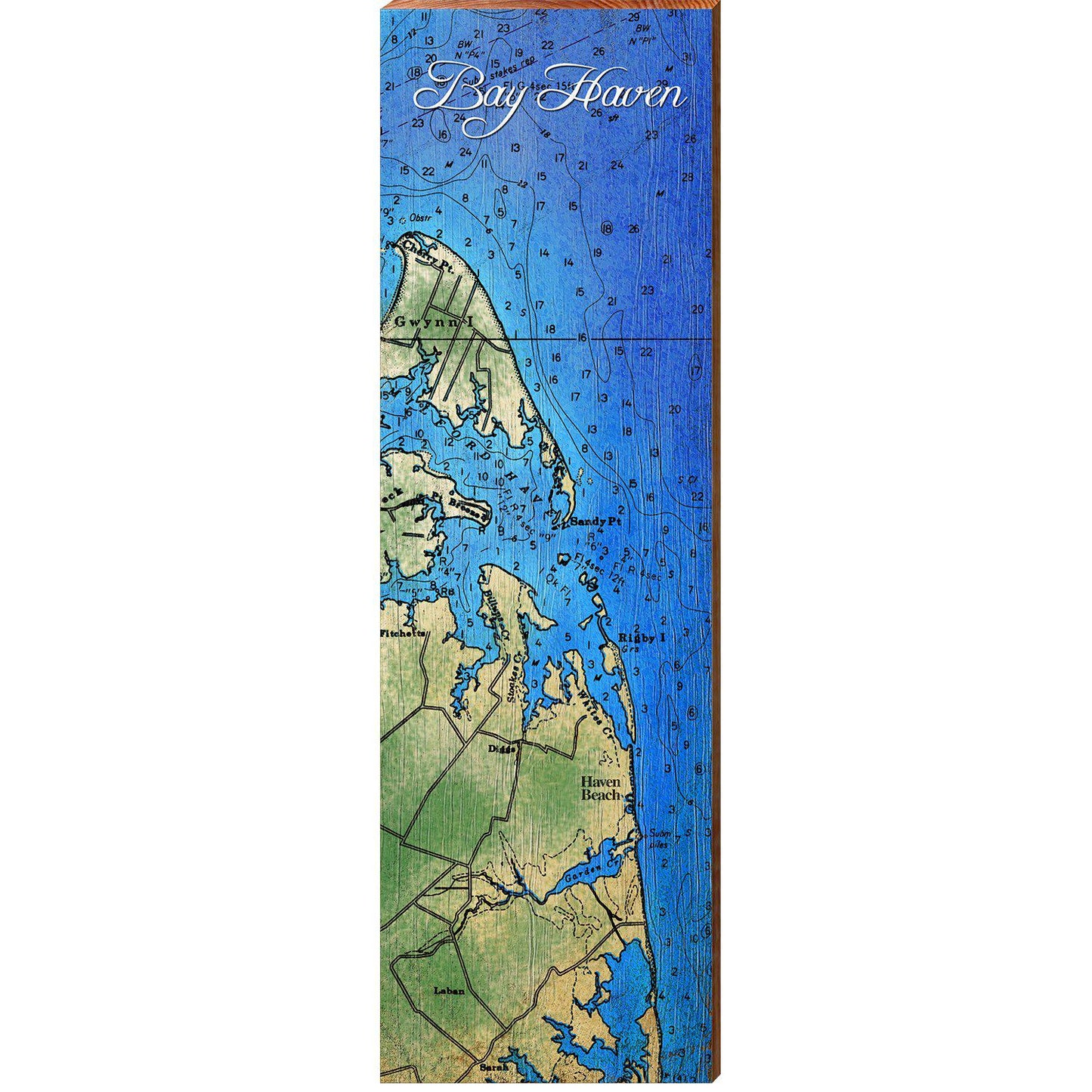 Bay Haven Map | Wall Art Print on Real Wood